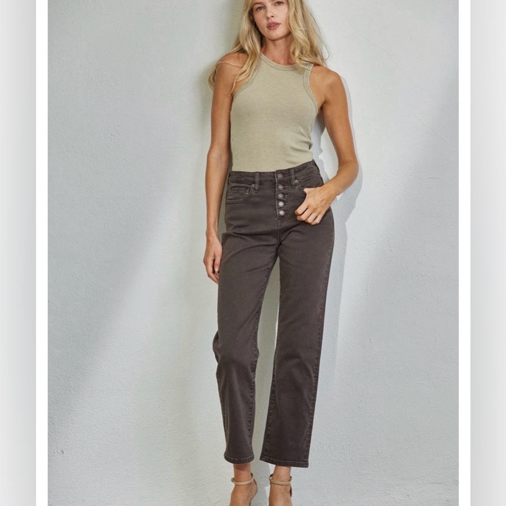 New Mica Classic Vintage Mineral Washed Black Straight Leg Women's Jeans.